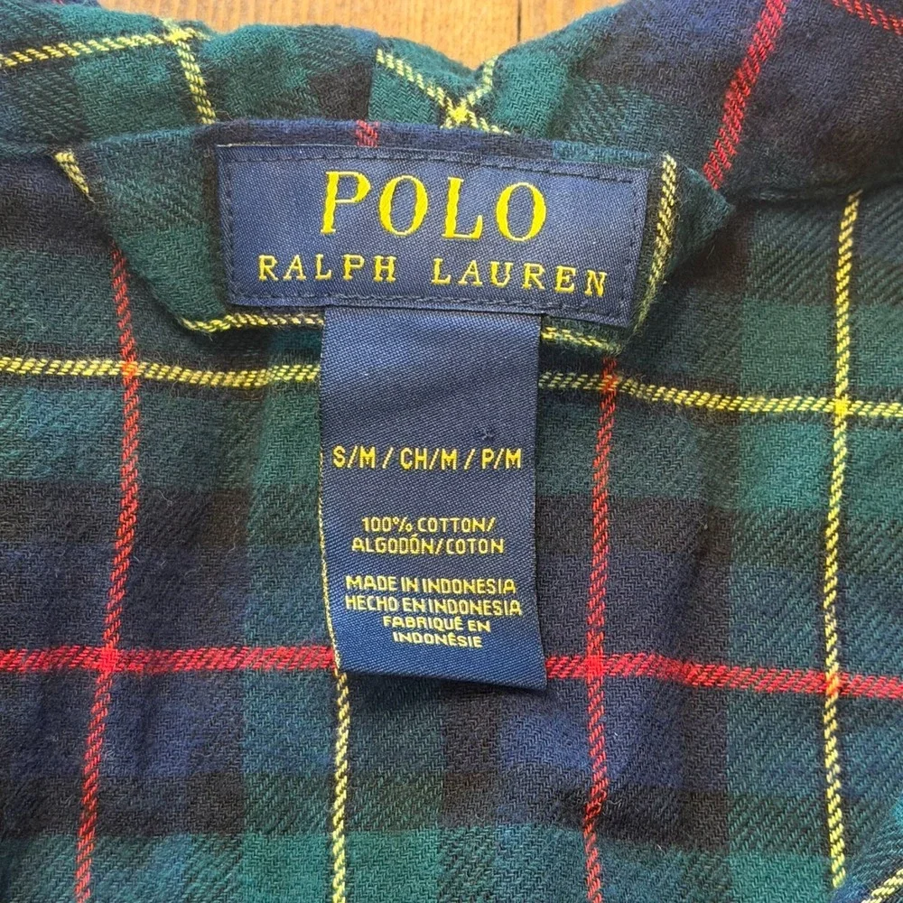 Polo Ralph Lauren Robe Mens‎ S/M Plaid 100% Cotton Lightweight Flannel